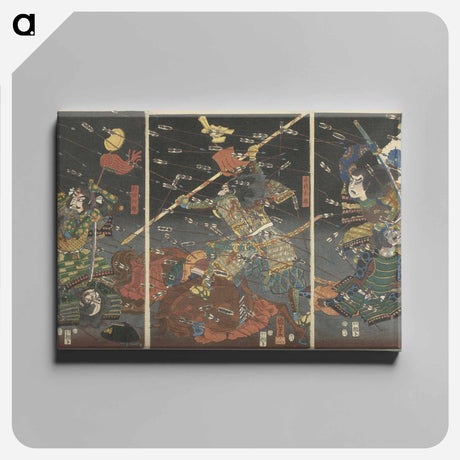 アートパネル-De laatste aanval van de Kusunoki te Shijonawate - 歌川 国芳 Canvas.