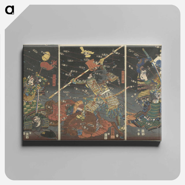 アートパネル-De laatste aanval van de Kusunoki te Shijonawate - 歌川 国芳 Canvas.