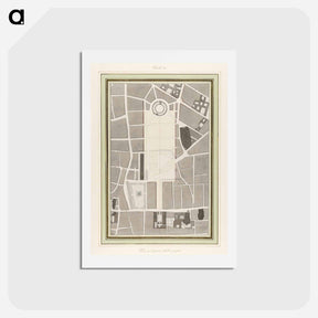 アートポストカード-La Halle aux Blés, Street Plan - アンティーク地図 Postcard.