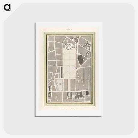 アートポストカード-La Halle aux Blés, Street Plan - アンティーク地図 Postcard.