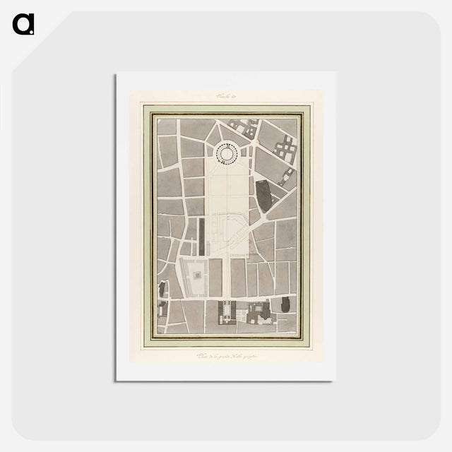 アートポストカード-La Halle aux Blés, Street Plan - アンティーク地図 Postcard.
