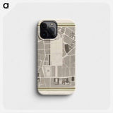 La Halle aux Blés, Street Plan - アンティーク地図 Phone Case.