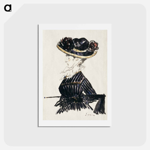 アートポストカード-Woman in Large Har - エドゥアール マネ Postcard.