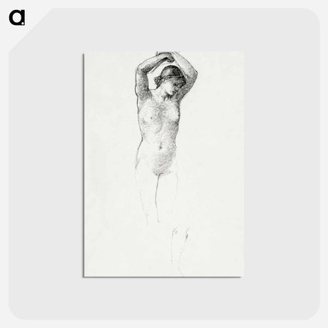 アートポストカード-Standing Female Nude with Arms Raised - エドワード バーン ジョーンズ Postcard.