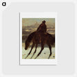 アートポストカード-Hunter on Horseback, Redcovering the Trail - ギュスターヴ クールベ Postcard.