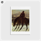 アートポストカード-Hunter on Horseback, Redcovering the Trail - ギュスターヴ クールベ Postcard.