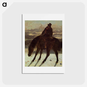 アートポストカード-Hunter on Horseback, Redcovering the Trail - ギュスターヴ クールベ Postcard.