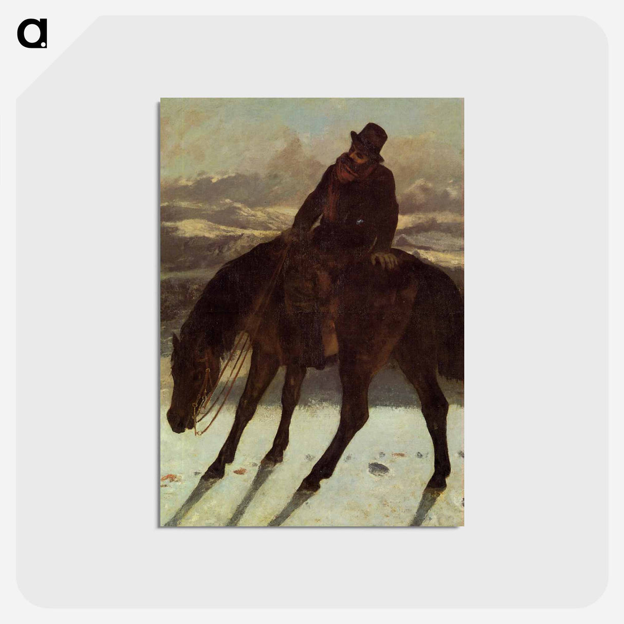 アートポストカード-Hunter on Horseback, Redcovering the Trail - ギュスターヴ クールベ Postcard.