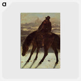 アートポストカード-Hunter on Horseback, Redcovering the Trail - ギュスターヴ クールベ Postcard.