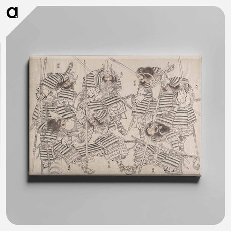 アートパネル-Katsushika Hokusai’s samurai, Album of Sketches - 葛飾 北斎 Canvas.