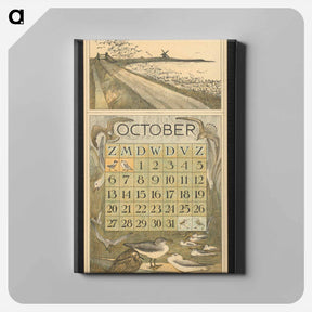 アートパネル-Kalenderblad voor oktober met trekvogels langs een dijk en meeuwen by Theo van Hoytema - テオ ヴァン ホイテマ Canvas.
