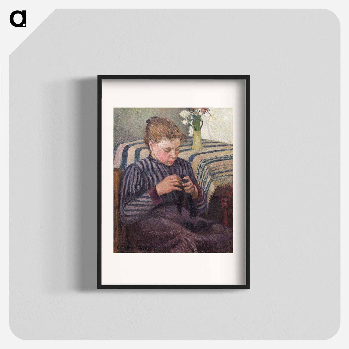 Woman Mending - Camille Pissarro Poster.