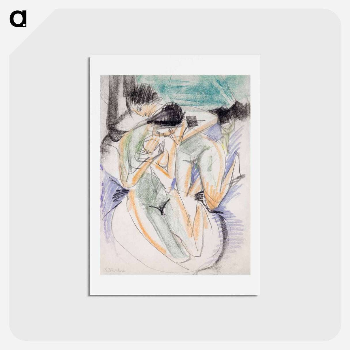 アートポストカード-Two Nudes - エルンスト ルートヴィヒ キルヒナー Postcard.