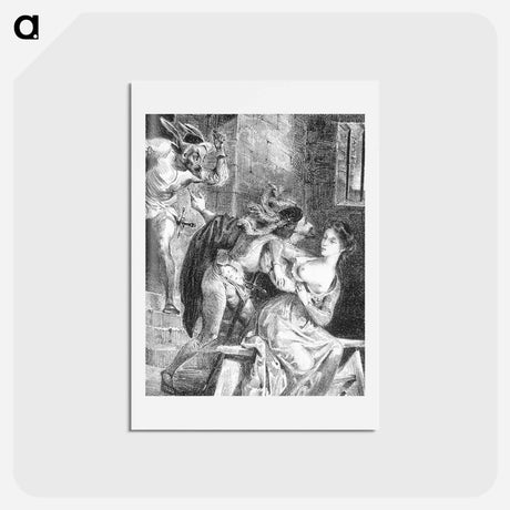 アートポストカード-Faust rescues Marguerite from her prison - ウジェーヌ ドラクロワ Postcard.