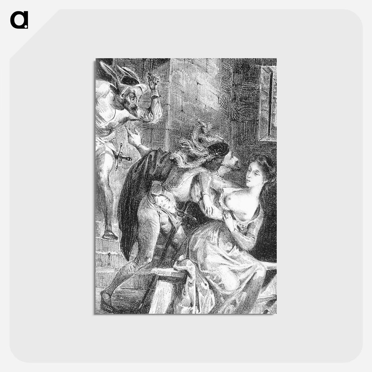 アートポストカード-Faust rescues Marguerite from her prison - ウジェーヌ ドラクロワ Postcard.