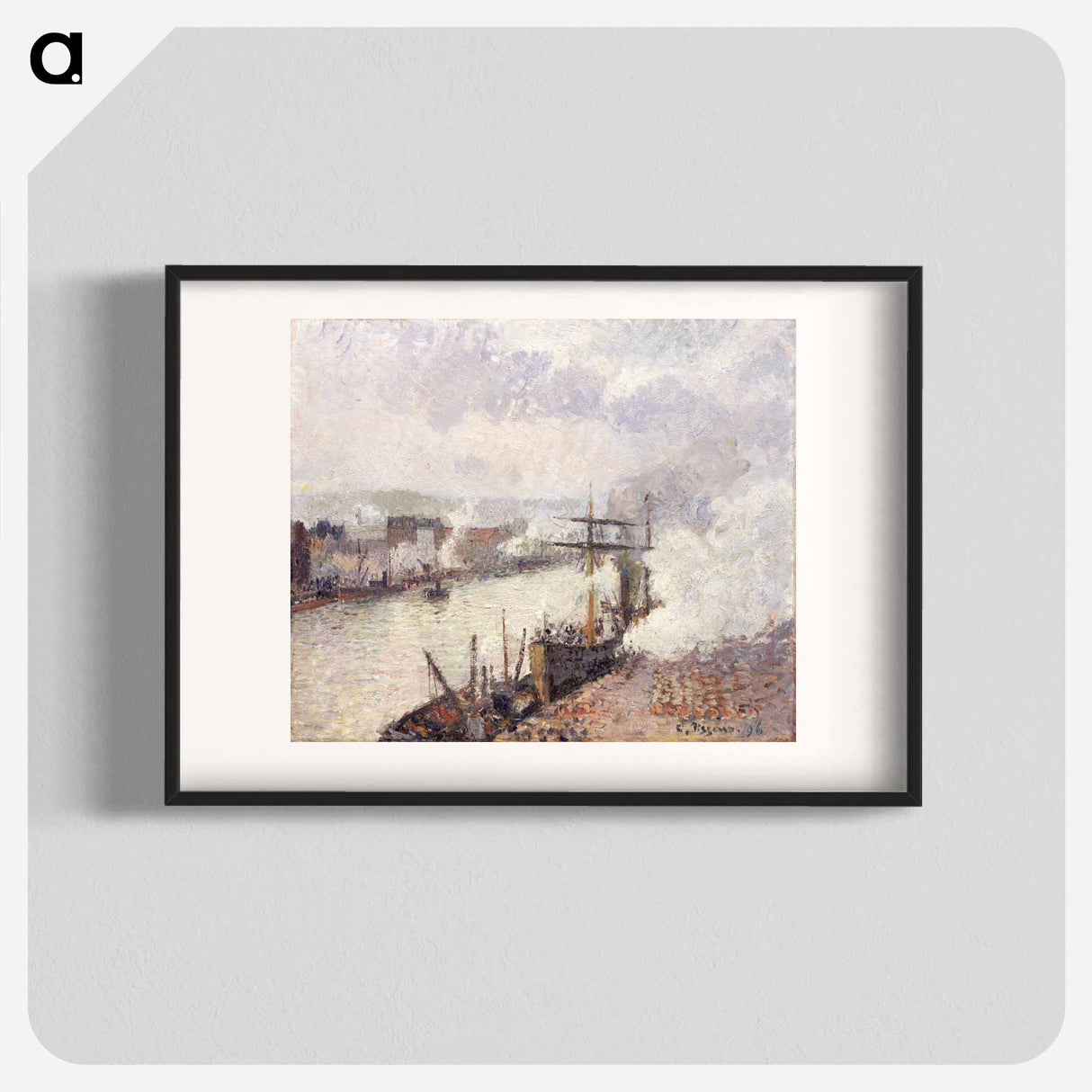 Steamboats in the Port of Rouen - Camille Pissarro Poster.