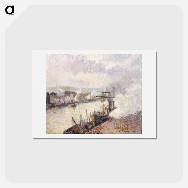 アートポストカード-Steamboats in the Port of Rouen - カミーユ ピサロ Postcard.