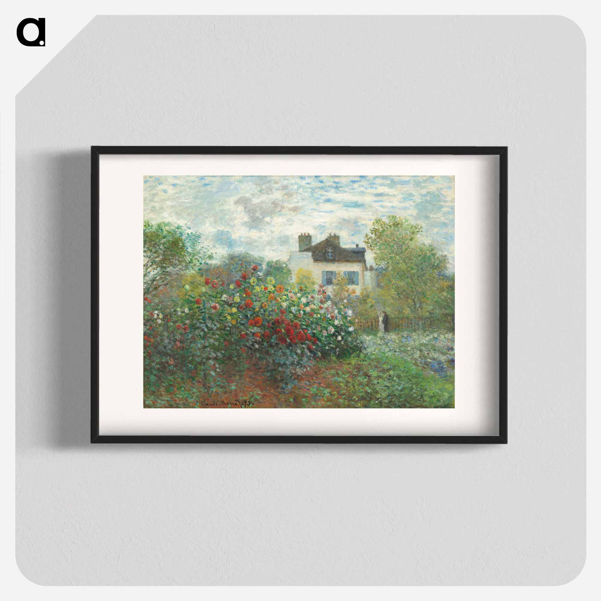 The Artist's Garden in Argenteuil, A Corner of the Garden with Dahlias - クロード モネ Poster.