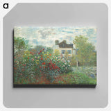 The Artist's Garden in Argenteuil, A Corner of the Garden with Dahlias - クロード モネ Canvas.