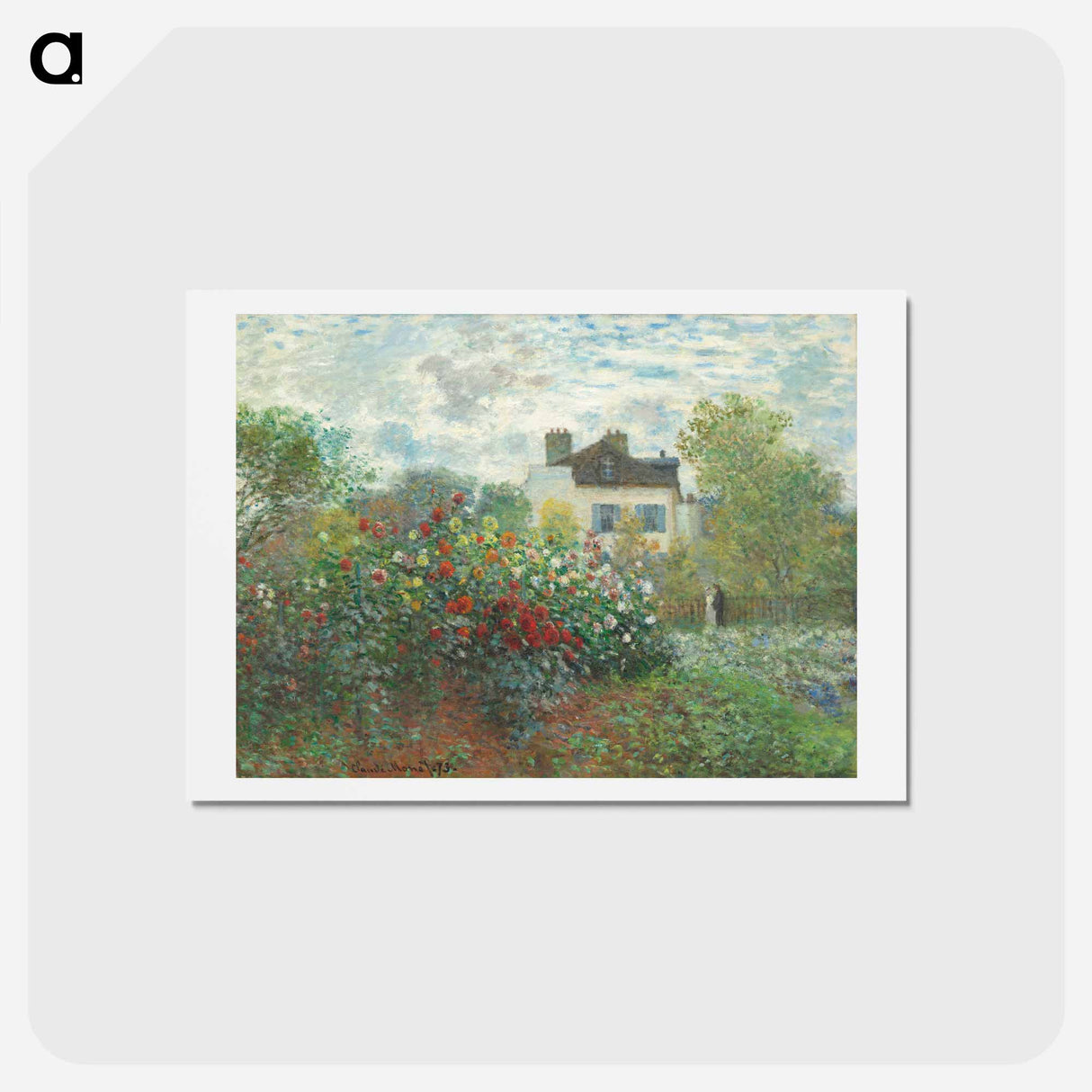 The Artist's Garden in Argenteuil, A Corner of the Garden with Dahlias - クロード モネ Postcard.