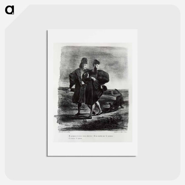 アートポストカード-Faust, Goethe's Tragedy - ウジェーヌ ドラクロワ Postcard.