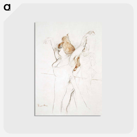 アートポストカード-Mademoiselle Cocyle as Helen of Troy in La Belle Helene - アンリ ド トゥールーズ ロートレック Postcard.