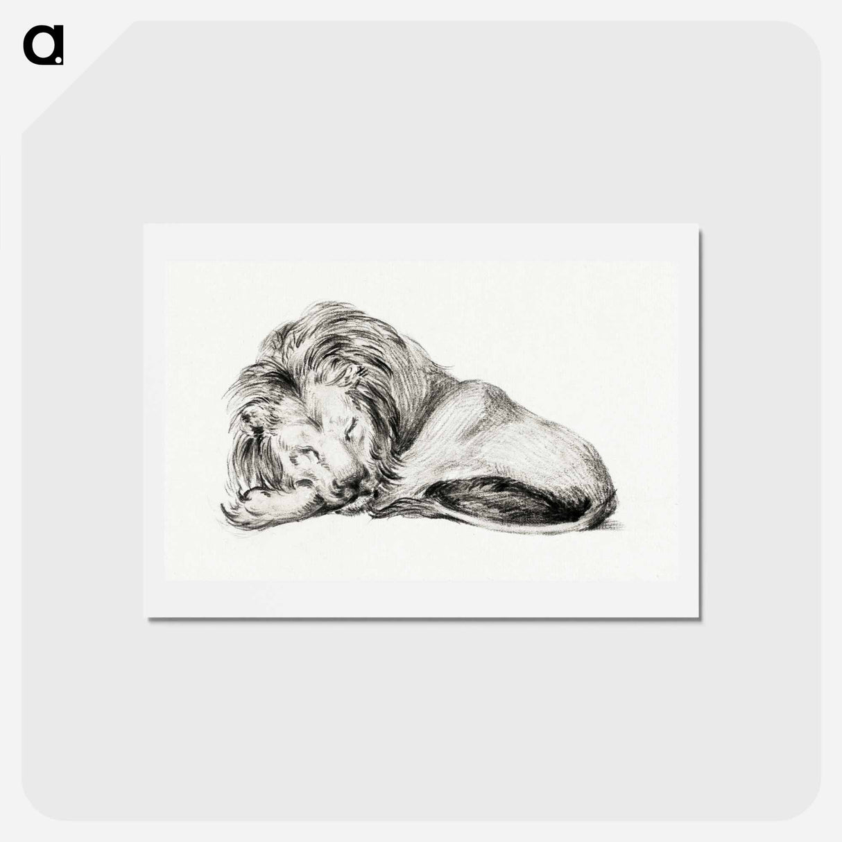 アートポストカード-Lying lion - ジャン ベルナール Postcard.