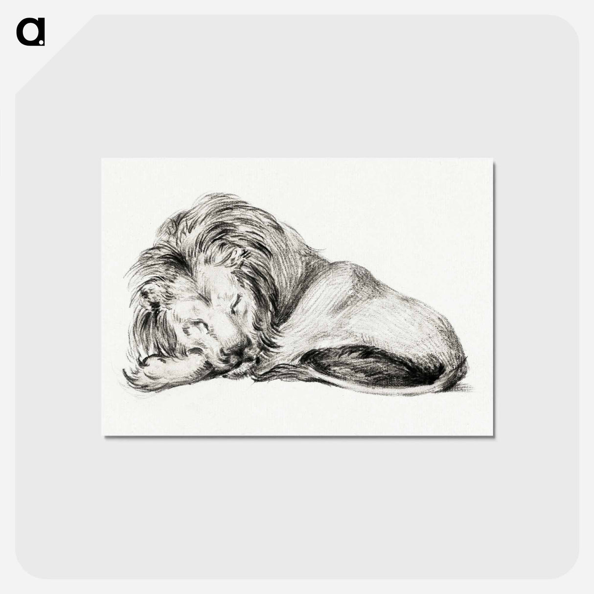アートポストカード-Lying lion - ジャン ベルナール Postcard.