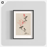 Large Pink Blossom on a Stem with Three Additional Buds - Katsushika Hokusai Poster.