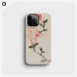 Large Pink Blossom on a Stem with Three Additional Buds - Katsushika Hokusai Phone Case.