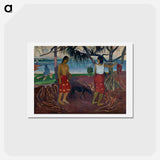 アートポストカード-I Raro te Oviri (Under the Pandanus) - ポール ゴーギャン Postcard.