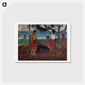 アートポストカード-I Raro te Oviri (Under the Pandanus) - ポール ゴーギャン Postcard.