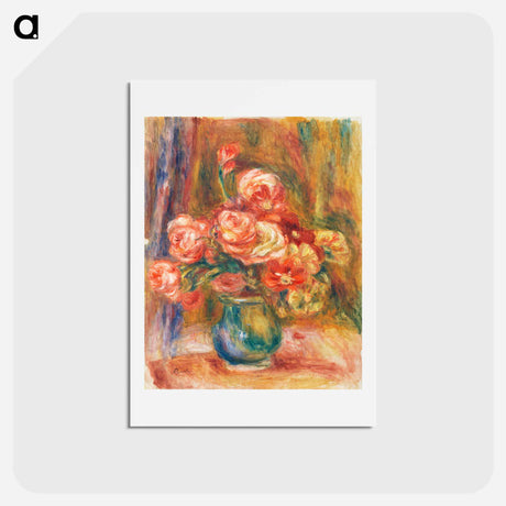 アートポストカード-Vase of Roses - ピエール オーギュスト ルノワール Postcard.