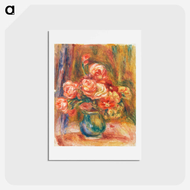 アートポストカード-Vase of Roses - ピエール オーギュスト ルノワール Postcard.