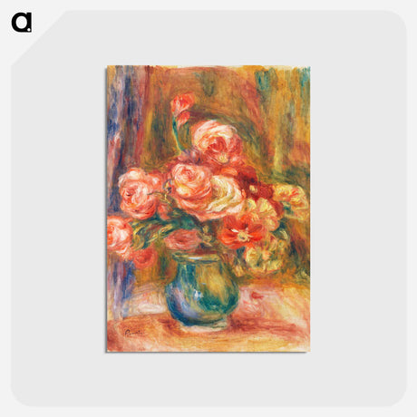 アートポストカード-Vase of Roses - ピエール オーギュスト ルノワール Postcard.