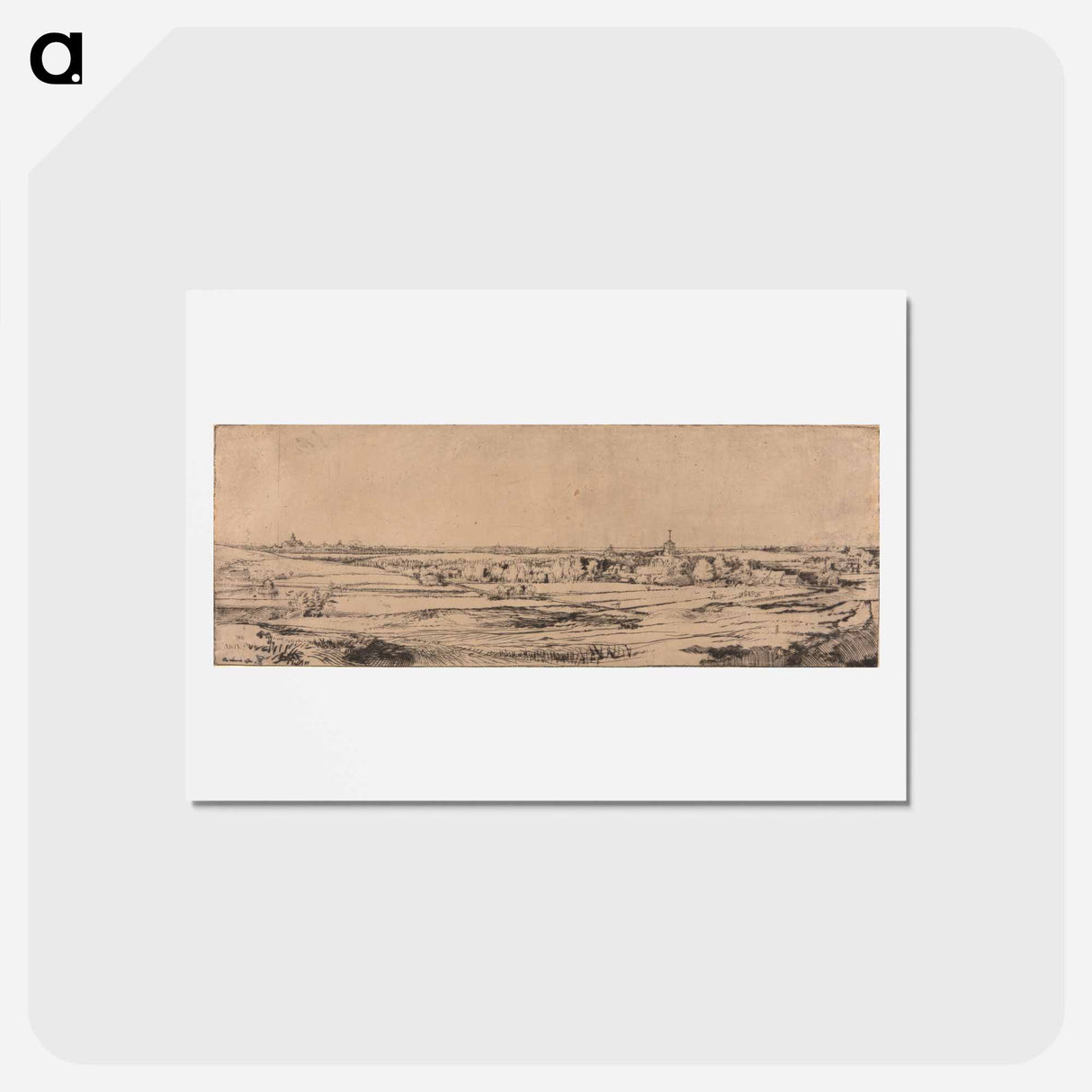 アートポストカード-Panorama Near Bloemendaal Showing the Saxenburg Estate (The Goldweigher's Field) - レンブラント ファン レイン Postcard.