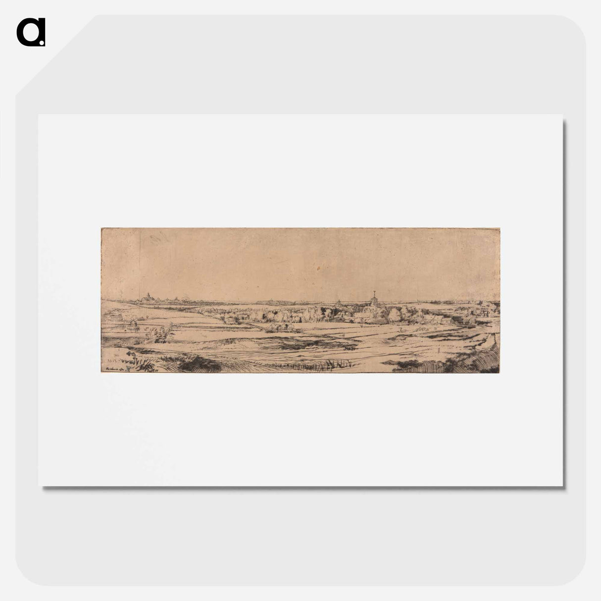 アートポスター-Panorama Near Bloemendaal Showing the Saxenburg Estate (The Goldweigher's Field) - レンブラント ファン レイン Poster.