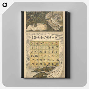 アートパネル-Kalenderblad voor december 1912 met twee witte kalkoenen - テオ ヴァン ホイテマ Canvas.