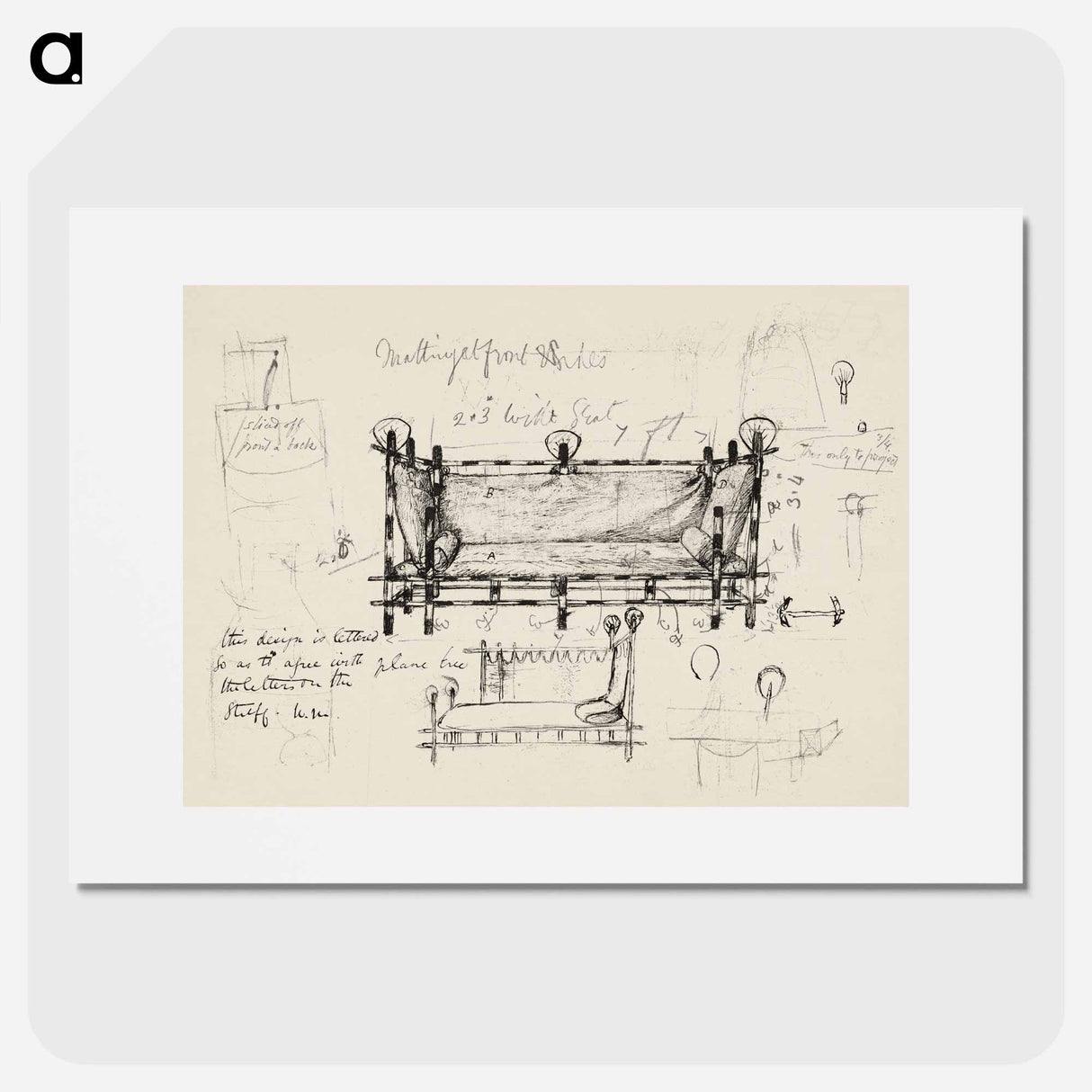 Two Designs for a Sofa by William Morris and Dante Gabriel Rossetti - William Morris Poster.