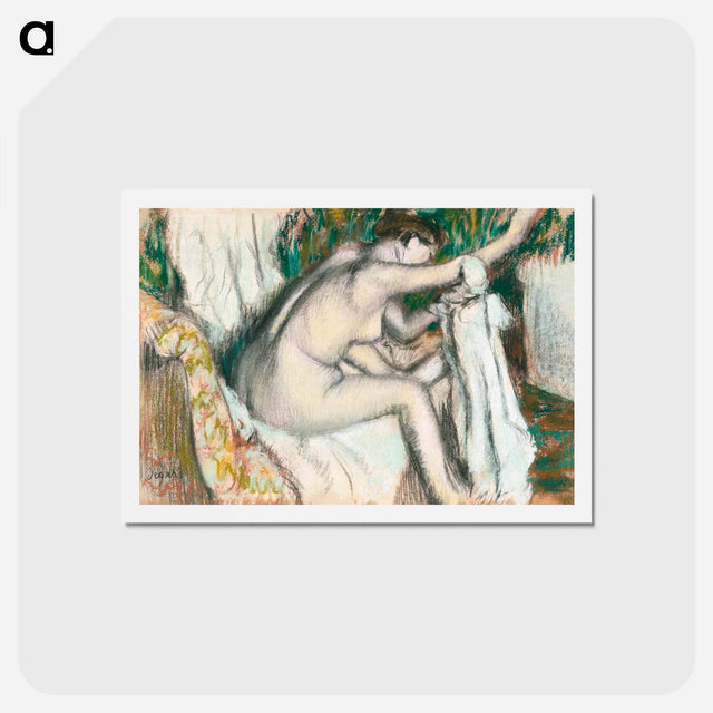 アートポストカード-Nude lady. Woman Drying Her Arm - エドガー ドガ Postcard.