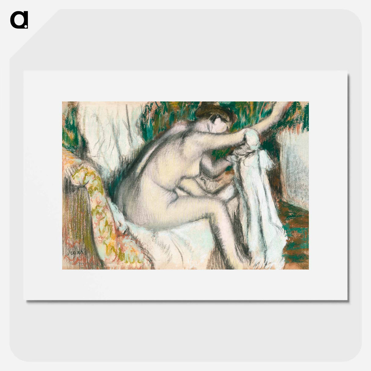 Nude lady. Woman Drying Her Arm - Edgar Degas Poster.