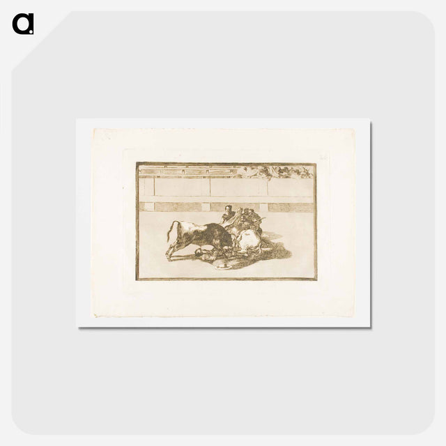 アートポストカード-A Picador is Unhorsed and Falls under the Bull - フランシスコ デ ゴヤ Postcard.