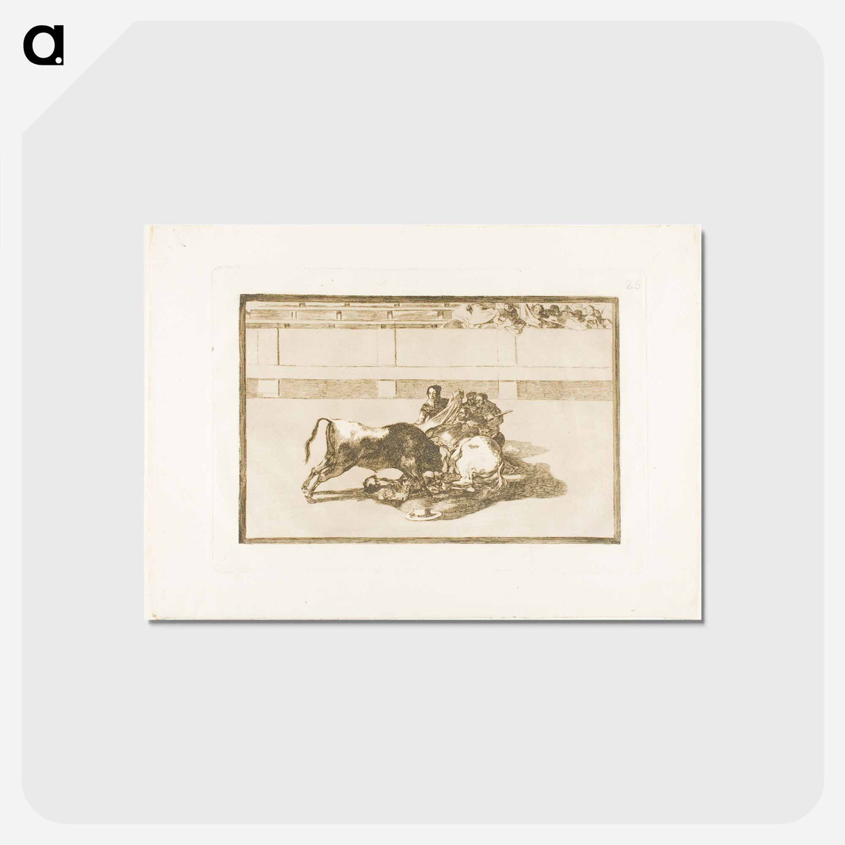 アートポストカード-A Picador is Unhorsed and Falls under the Bull - フランシスコ デ ゴヤ Postcard.