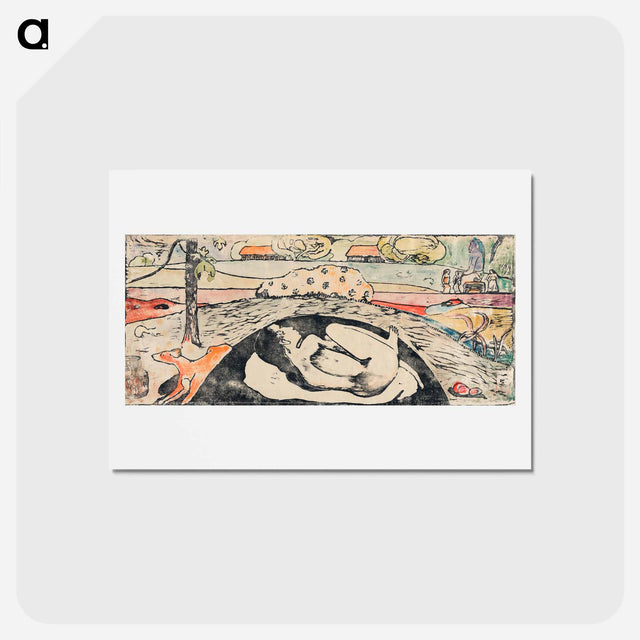 アートポストカード-She Thinks of the Ghost or The Ghost Thinks of Her - ポール ゴーギャン Postcard.