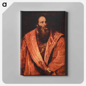 アートパネル-Portrait of Pietro Aretino - ティツィアーノ ヴェチェッリオ Canvas.