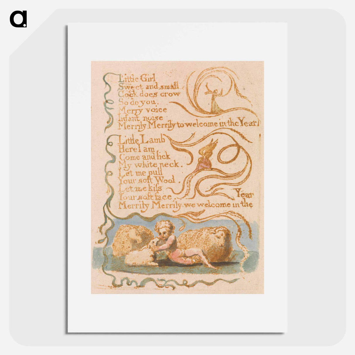 アートポスター-Songs of Innocence, Plate 26, "Spring" - ウィリアム ブレイク Poster.