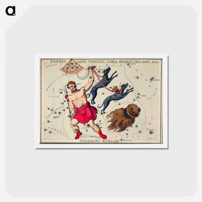 アートポストカード-Bootes Canes Venatici, Coma Berenices, and Quadrans Muralis - アンティーク地図 Postcard.