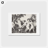 アートポストカード-Bathers Wrestling - カミーユ ピサロ Postcard.