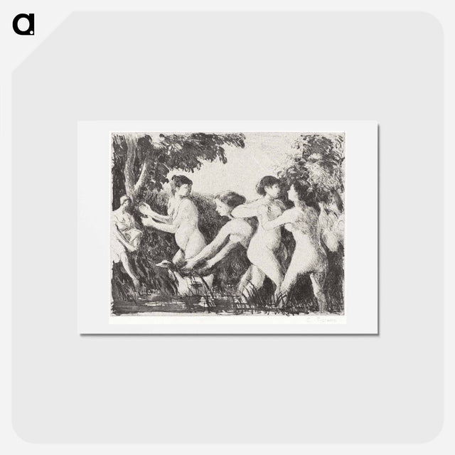 アートポストカード-Bathers Wrestling - カミーユ ピサロ Postcard.