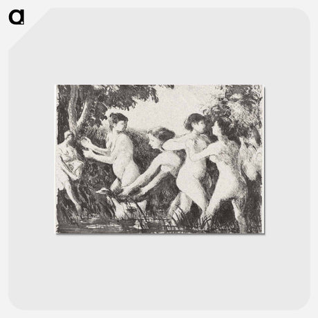 アートポストカード-Bathers Wrestling - カミーユ ピサロ Postcard.